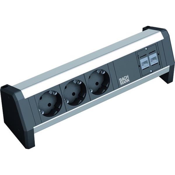 1St. Bachmann 339.1004 Steckdosenleiste Desk 3x Schutzkontaktsteckdosen schwarz 2 CAT5e RJ45