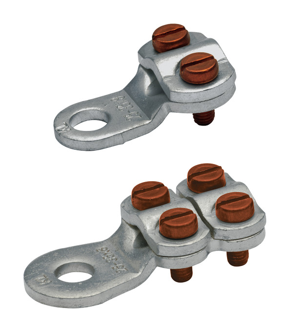 1St. Klauke 573R8BK Klemmkabelschuh, gestanzt, 10 - 16 mm², M8, 2 Schrauben, blank