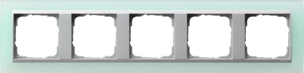 1St. Gira 021551 Rahmen 5fach Zwischenr. Farbe Alu Event Opak Mint