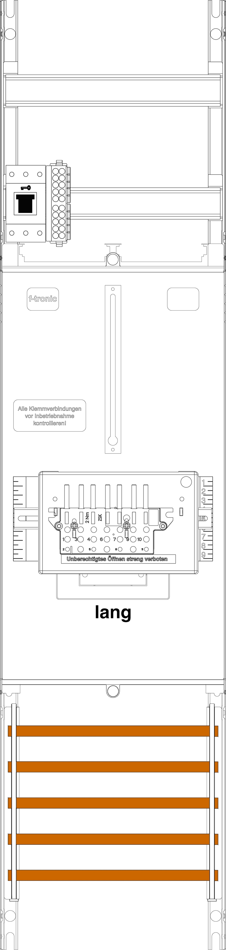 1St. F-Tronic Z1BL-ZSK-HSS Zählerfeld Z1BL-ZSK-HSS, 1-feldrig, H=1050mm, 1-3.HZ, lange Kabel, 1 ZSK-Set, 1 HSS 7141551