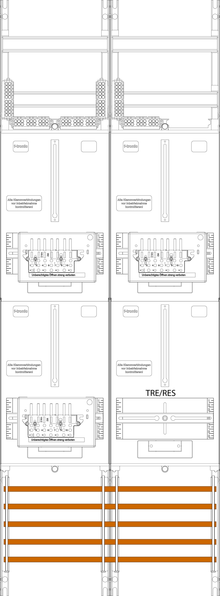 1St. F-Tronic Z16ZR6-ZSK Zählerfeld Z16ZR6-ZSK,H=1350mm, 2-feldrig, 3-3.HZ, 3 ZSK-Set, 1 TRE 7143459
