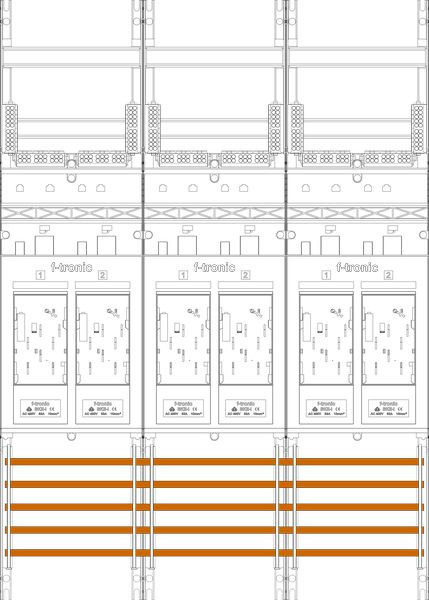1St. F-Tronic E316 Zählerfeld E316, 3-feldrig, H=1050mm, 6-eHZ 7141022