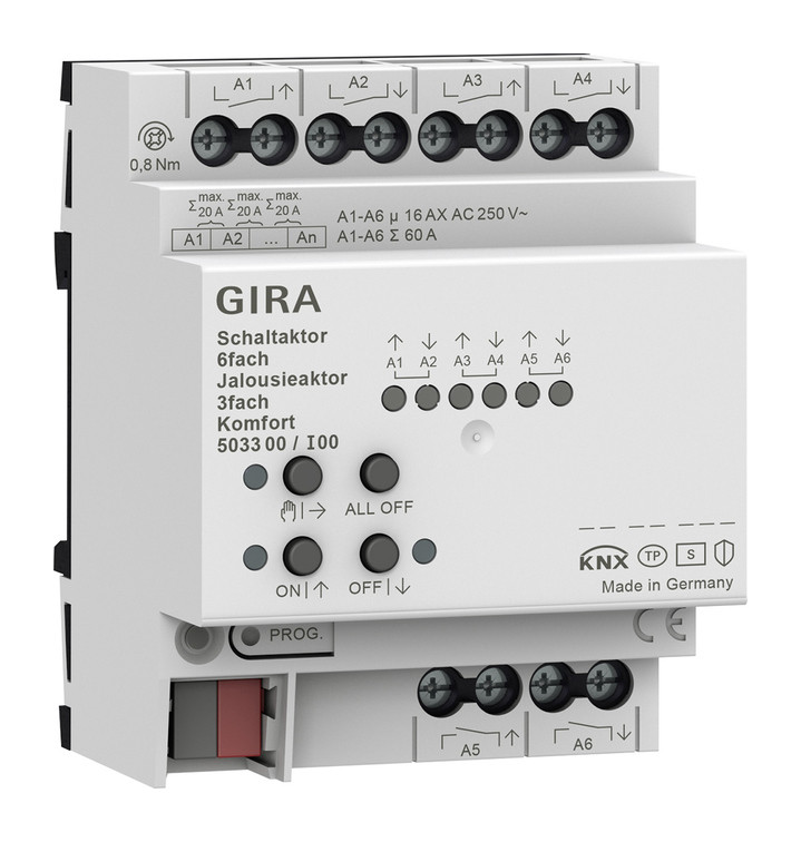 1St. Gira 503300 Schalt-/Jal.aktor 6f/3f 16 A REG Kmf KNX Secure