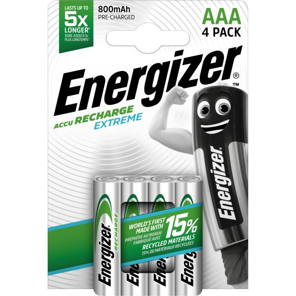 1St. Energizer 7638900416879 Accu Rechargeable Extreme Micro 1,2Volt 800mAh 4er Blister vorgeladen HR3 800 mAh (4 Stk.)