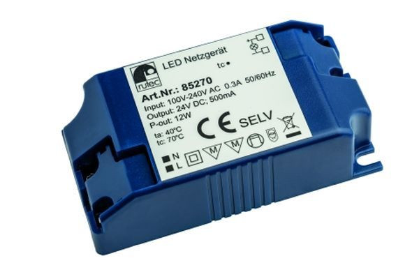 1St. Rutec LED Netzgerät 24V 12W IP20 85270 100-240V AC Schraubansch., 86x45x26m