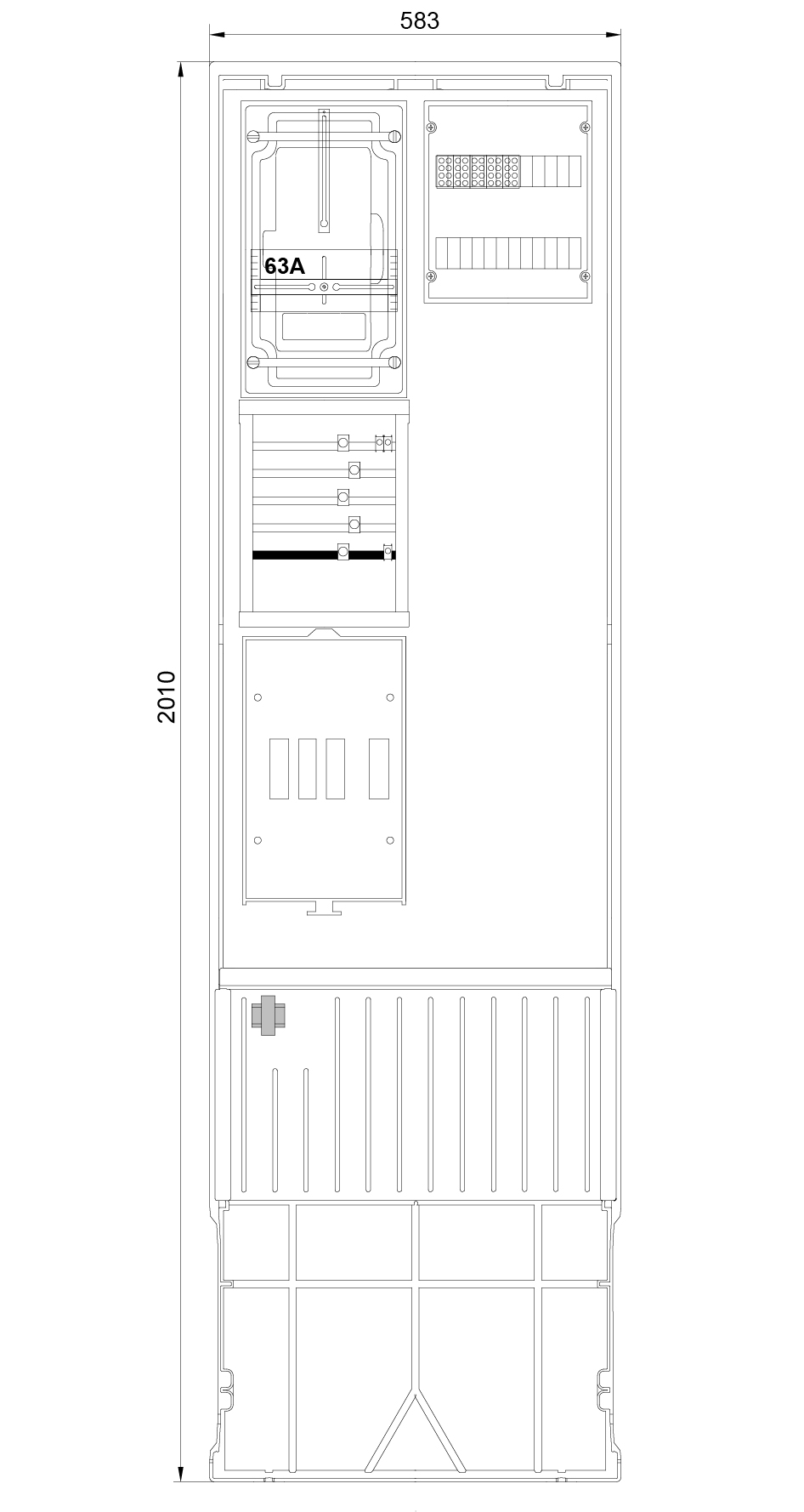 1St. F-Tronic ZSA202-2-ZK-HAK-HAT Zähleranschlusssäule 2-feldrig, H=2010mm, 3.HZ, Haube mit Tür, ZSA202-2-ZK-HAK-HT 7160155