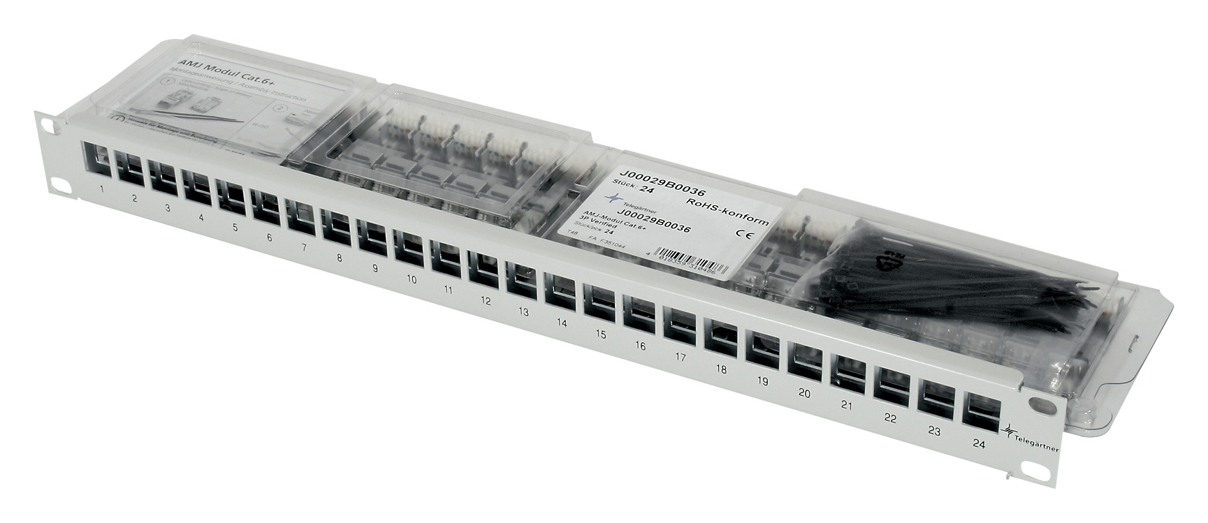 1St. Telegärtner J02023K0027 24xAMJ-Modul K Cat.6A ISO 1St. Telegärtner J02023K0027 24xAMJ-Modul K Cat.6A ISO