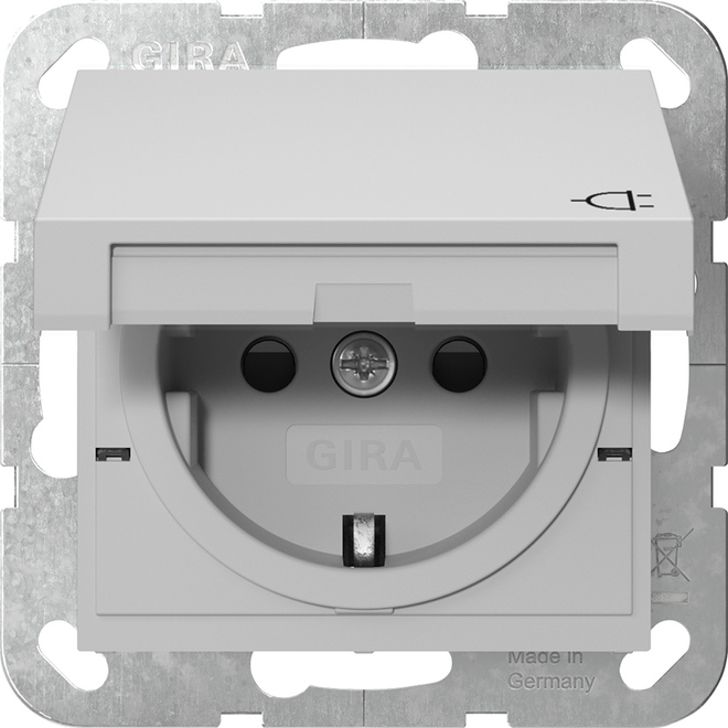 1St. Gira 4414015 Steckdose 16A 250V mit Klappdeckel und Shutter, Grau matt