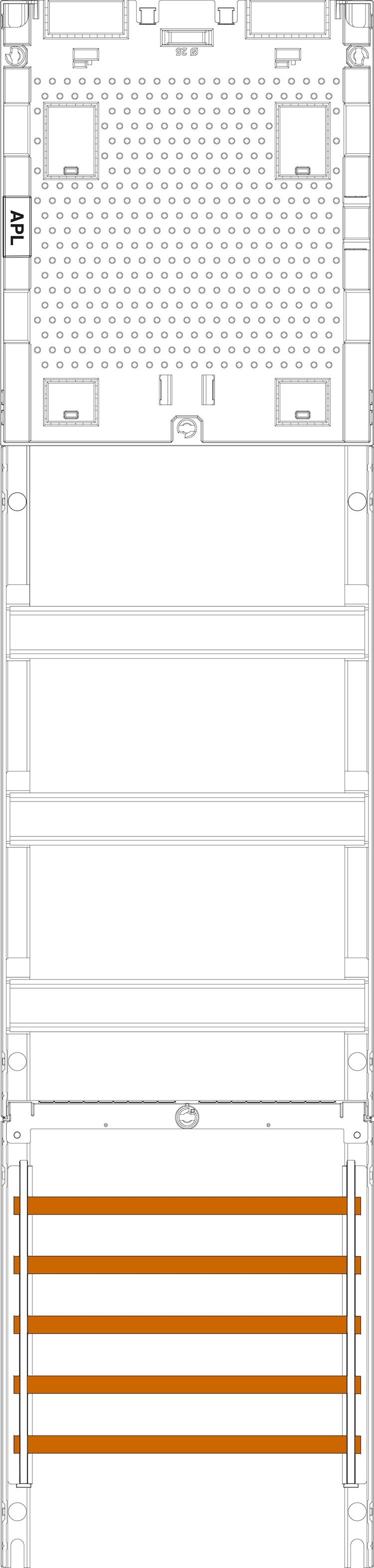 1St. F-Tronic 7RFZAPZS Verteilerfeld 7RFZAPZS, 1-feldrig, H=1050mm, 3-reihig, APZ-Platz inkl. APL,SaS 5-pol. 7141644