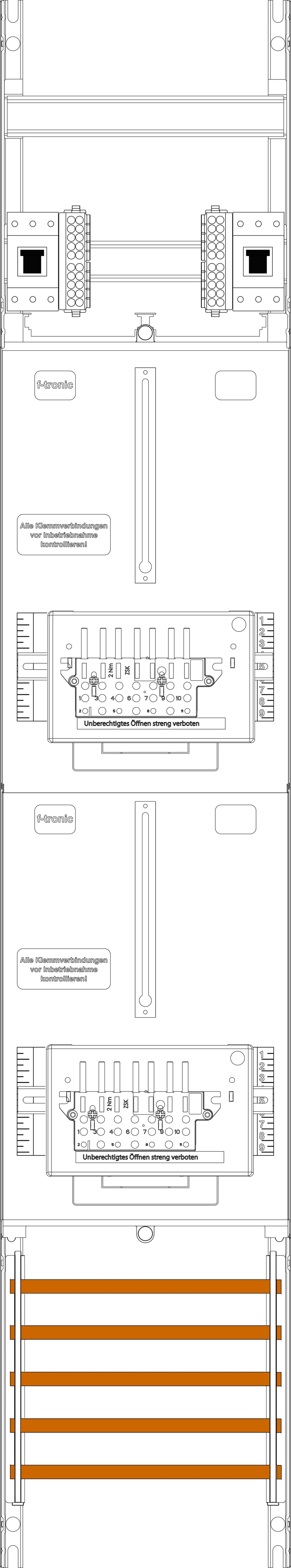 1St. F-Tronic Z16-ZSK-HSP Zählerfeld Z16-ZSK-HSP, 1-feldrig, H=1350mm, 2-3.HZ, 2 ZSK-Set, 2 HSP 7143505