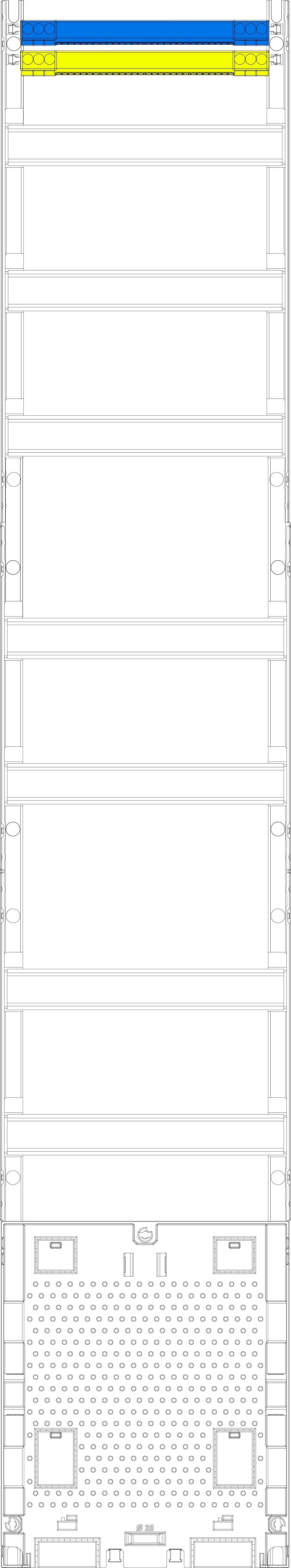 1St. F-Tronic V19APZO Verteilerfeld V19APZO,H=1350mm, 1-feldrig, 7-reihig, APZ-Platz, ohne APL-Set 7143626