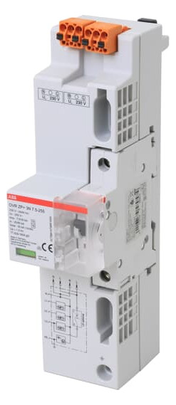 1St. ABB OVR ZP+ 3N 7.5-255 MCB6 SPD T1+2+3, 4p TT/TNS, 7.5/30kA + Spannungsabgriff mit LS 25kA B6A Einsatz Gebäude ohne äußeren Blitzschutz 2CTB815799R2800