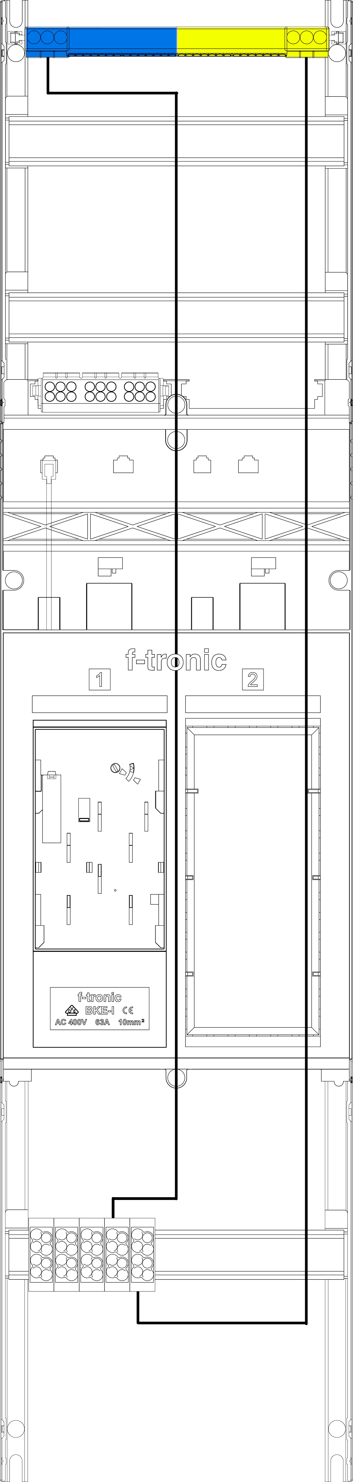 1St. F-Tronic EH6DS Zählerfeld EH6DS, 1-feldrig, H=1050mm, 1-eHZ mit DS, 1 Res., 1 Hutschiene im NAR 7141158