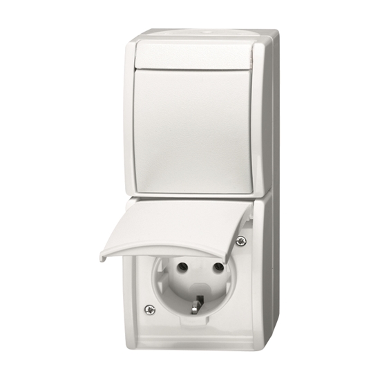 1St. Busch-Jaeger 2601/6/20 EW-54 Kombination SCHUKO Steckdose, mit Wippschalter, Aus- und Wechselschaltung ocean (IP 44