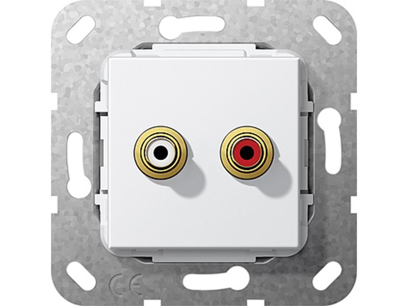 1St. Gira 563103 Cinch Audio Gender Changer Einsatz Reinweiß glänzend