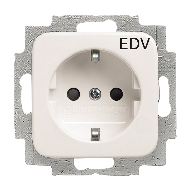 1St. Busch-Jaeger 20 EUC/DV-214 Steckdosen-Einsatz, mit Aufdruck EDV Reflex SI alpinweiß 1St. Busch-Jaeger 20 EUC/DV-214 Steckdosen-Einsatz, mit Aufdruck EDV Reflex SI alpinweiß