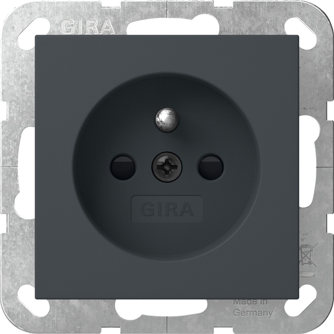 1St. Gira 448528 Steckdose mit Erdungsstift 16A 250V und Shutter, Anthrazit