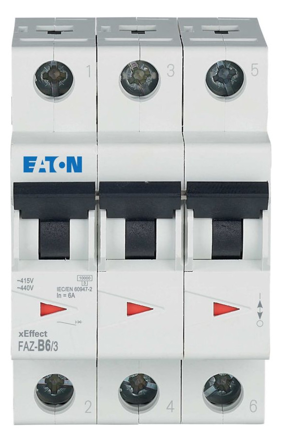 1St. Eaton FAZ-B6/3 Leitungsschutzschalter, 6 A, 3p