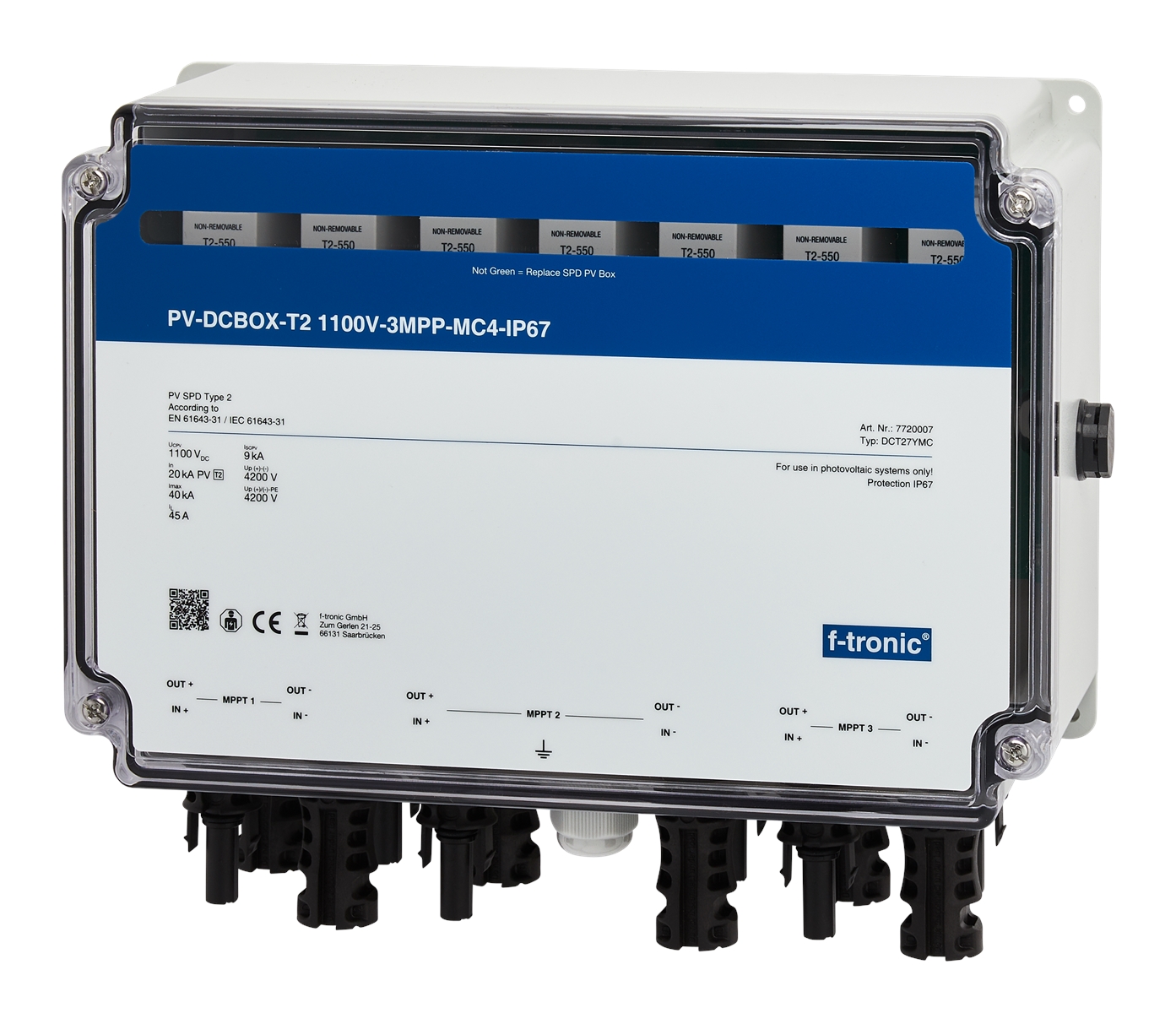 1St. F-Tronic DCT27YMC PV-DCBOX-T2 1100V-3MPP, MC4-IP67, DCT27YMC 7720007