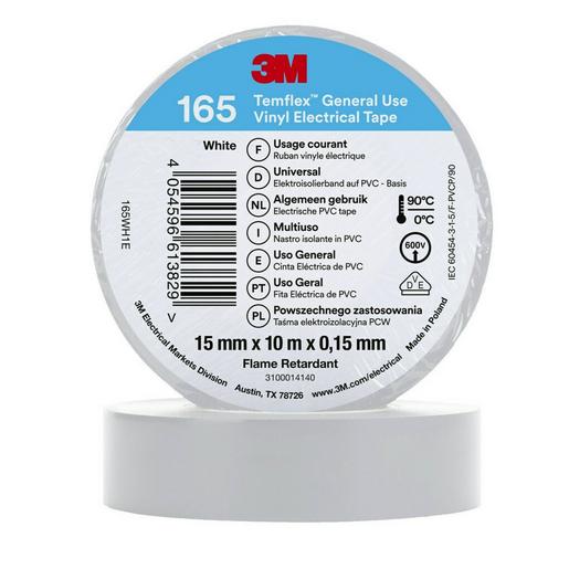 10St. 3M Temflex 15mmxWeiß 165WH1E Vinyl-Isolierband 0,15mm 7100184731...