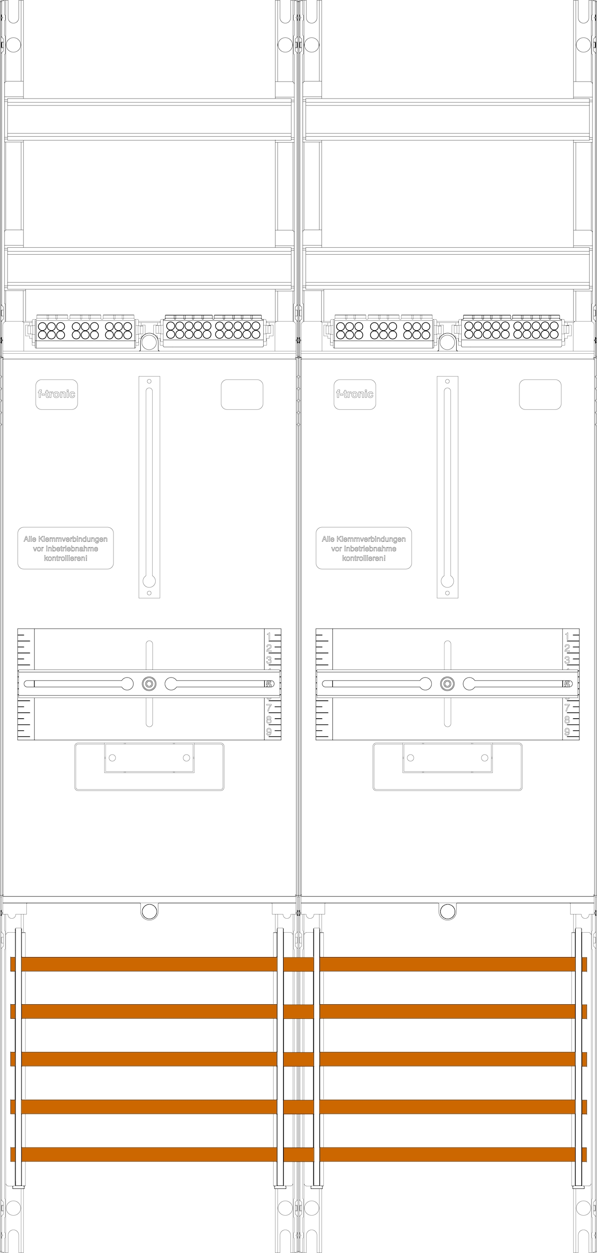 1St. F-Tronic Z21B Zählerfeld Z21B, 2-feldrig, H=1050mm, 2-3.HZ 7141303
