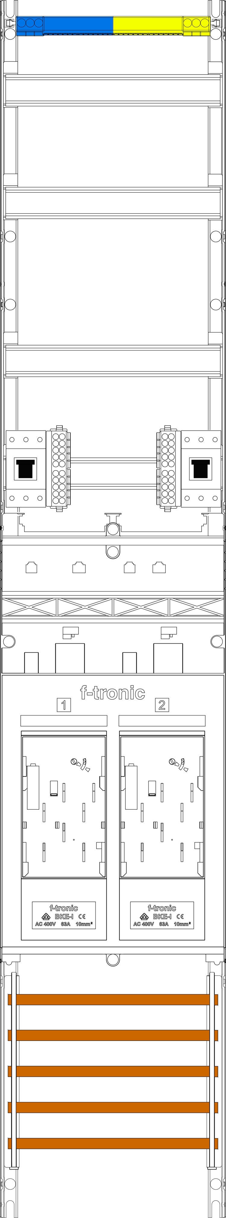 1St. F-Tronic E19-HSP Zählerfeld E19-HSP, 1-feldrig, H=1350mm, 2-eHZ, 2 HSP 7143058