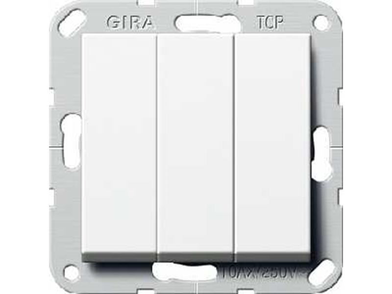 1St. Gira 283203 Wippschalter Wechsel 3fach System 55 Reinweiß glänzend