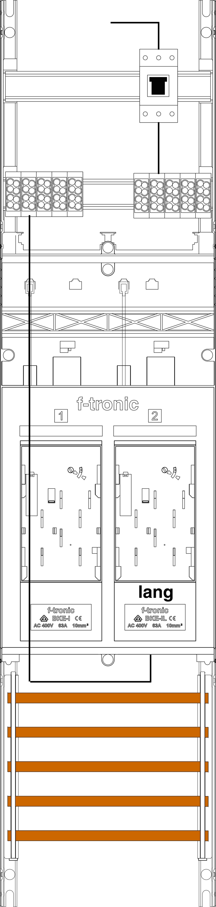 1St. F-Tronic E16DS-10-10L-PV Zählerfeld E16DS-10-10L-PV, 1-feldrig, H=1050mm, 2-eHZ, mit DS, Kaskade, 1 HSP 7141180
