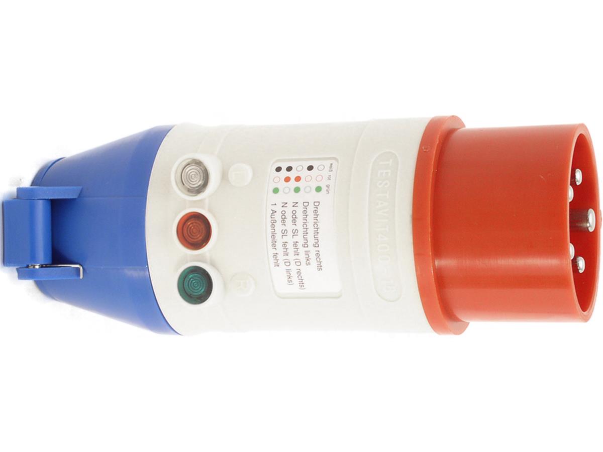 1St. Testboy TV 400/16A - CEE Drehfeldrichtungsanzeiger TV 400/16 A 165 x 65 mm...