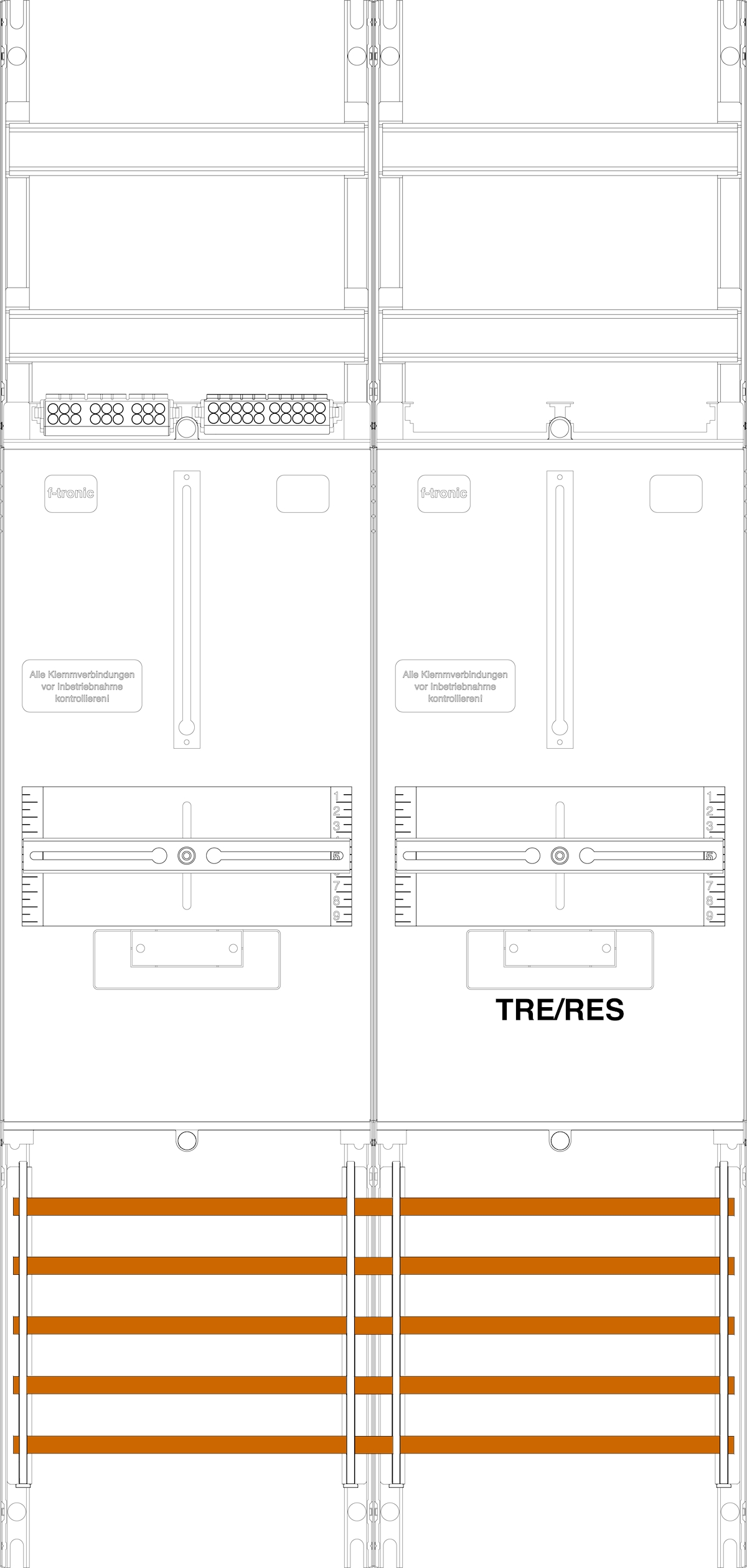 1St. F-Tronic Z1BR1B Zählerfeld Z1BR1B, 2-feldrig, H=1050mm, 1-3.HZ, 1 TRE 7141302