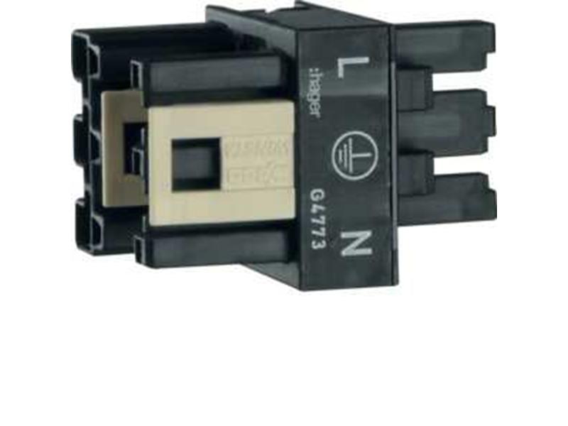 1St. Hager G4773 H-Verteiler 1xSteck 2xBuchs 3-polig Wago