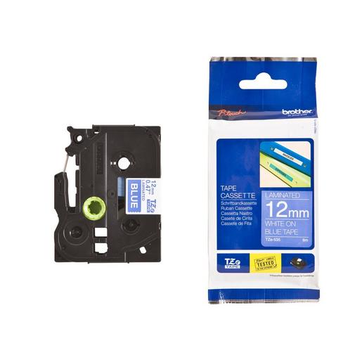1St. Brother TZe535 Schriftbandkassette TZe, PES, laminiert, 12 mm x 8 m, Weiss auf blau
