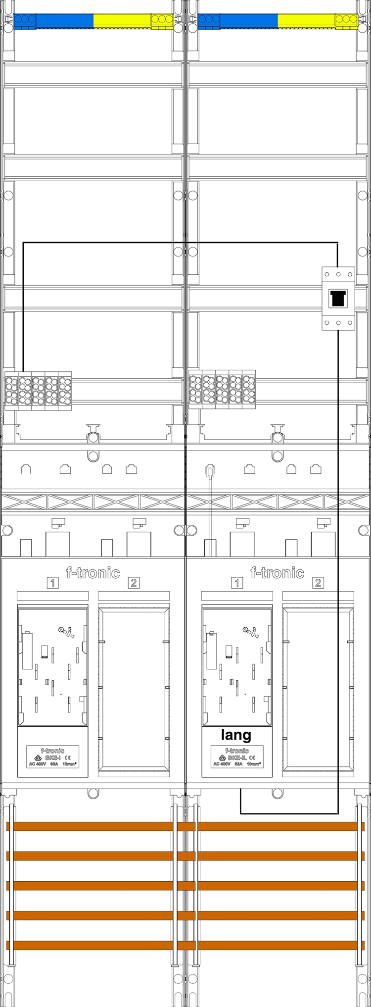 1St. F-Tronic ER29LDS-PV Zählerfeld ER29LDS-PV,H=1350m, 2-feldrig,2-eHZ mit DS,Kaskade, 1 HSP, 2 Res. 7143173