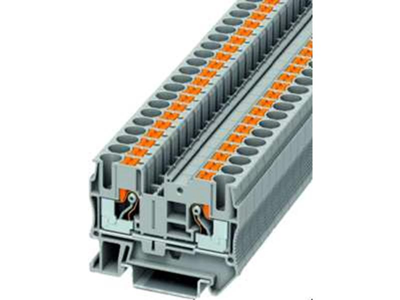 50St. Phoenix Contact PT 6 Durchgangsklemme 1000 V 41 A Push-in-Anschluss Anzahl der Anschlüsse: 2 0,5 mm² - 10 mm² AWG: 20 - 8 B=8,2 mm H=42,2 mm grau Montageart: NS 35/7,5 NS 35/1