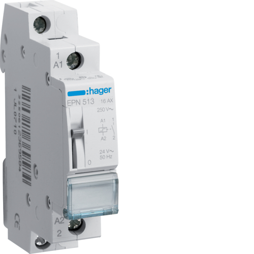 1St. Hager EPN513 Fernschalter 1 Schließer 24V AC 12V DC 16A 1PLE...
