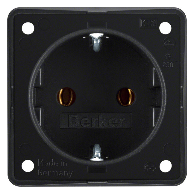 1St. Berker 947782503 Steckdose SCHUKO, mit Steckklemmen, Integro Modul-Einsätze, schwarz matt