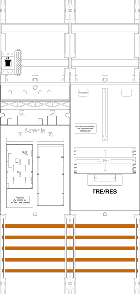 1St. F-Tronic ER6R1B-HSS Zählerfeld ER6R1B-HSS, 2-feldrig, H=1050mm, 1-eHZ, 1 HSS, 1 Res., 1 TRE 7141123