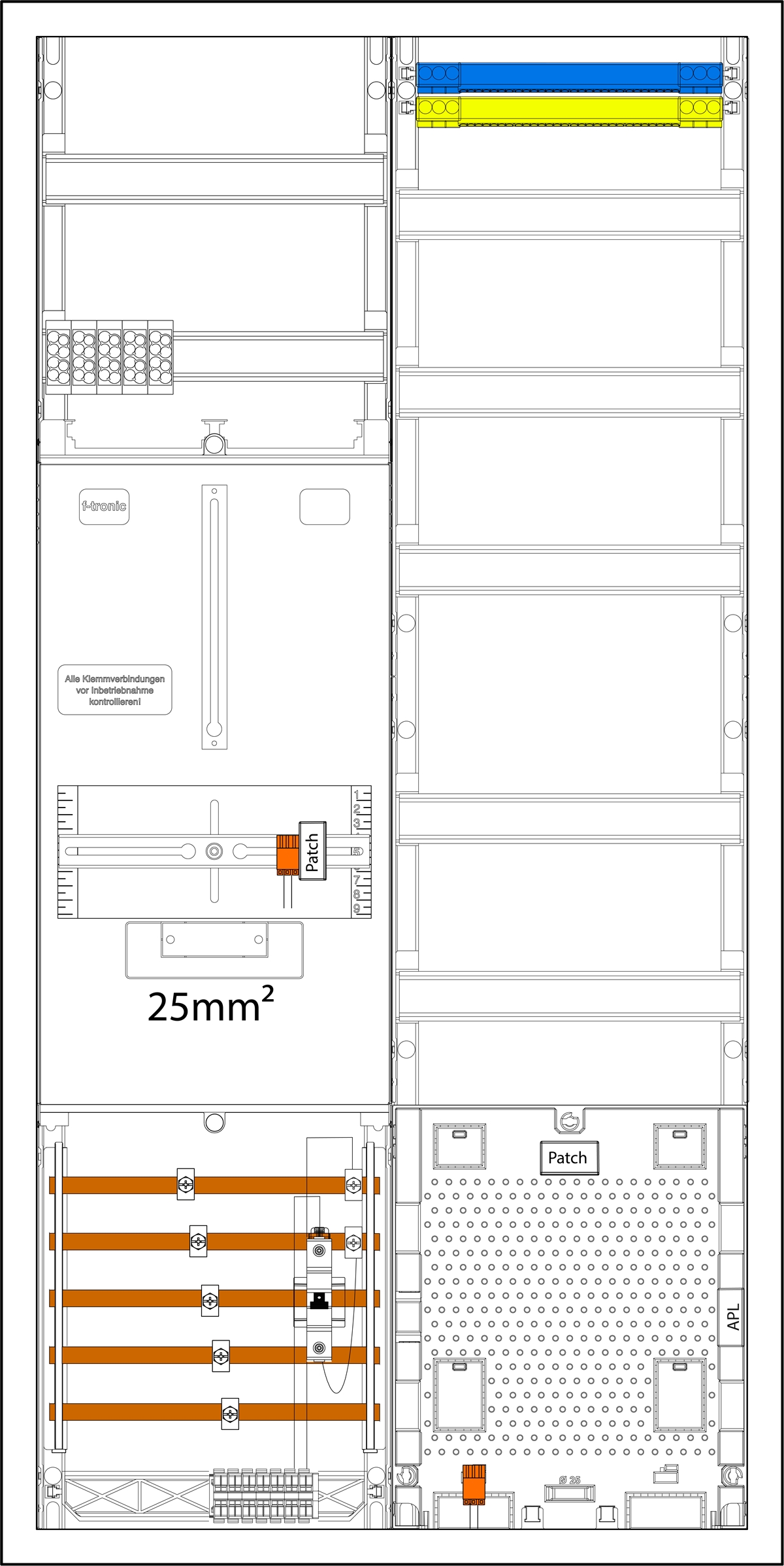 1St. F-Tronic 3HZ721APZB6-25 3HZ721APZB6-25, 1 ZP 25mm², 1 VAPZ inkl. APL,2 PPV,1 PL100, 100A Direktmessung 7190236