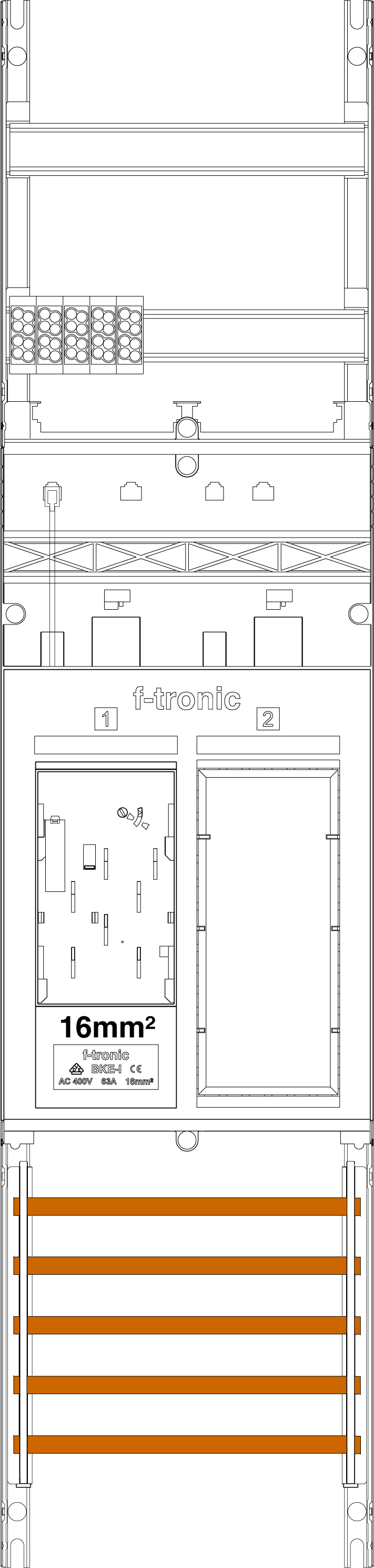 1St. F-Tronic ER6DS-16 Zählerfeld ER6DS-16, 1-feldrig, H=1050mm, 1-eHZ 16mm² mit DS, 1 Res. 7141154
