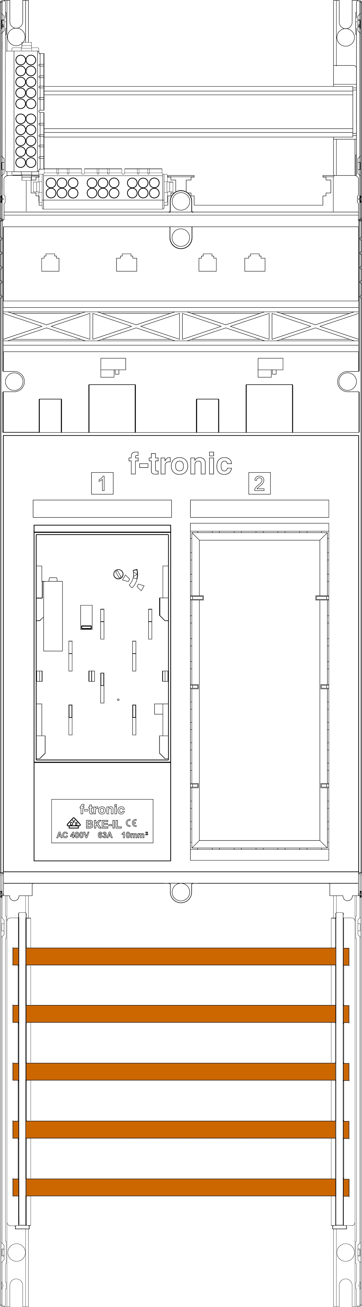 1St. F-Tronic ER5L Zählerfeld ER5L, 1-feldrig, H=900mm, 1-eHZ lange Kabel, 1 Res. 7140141