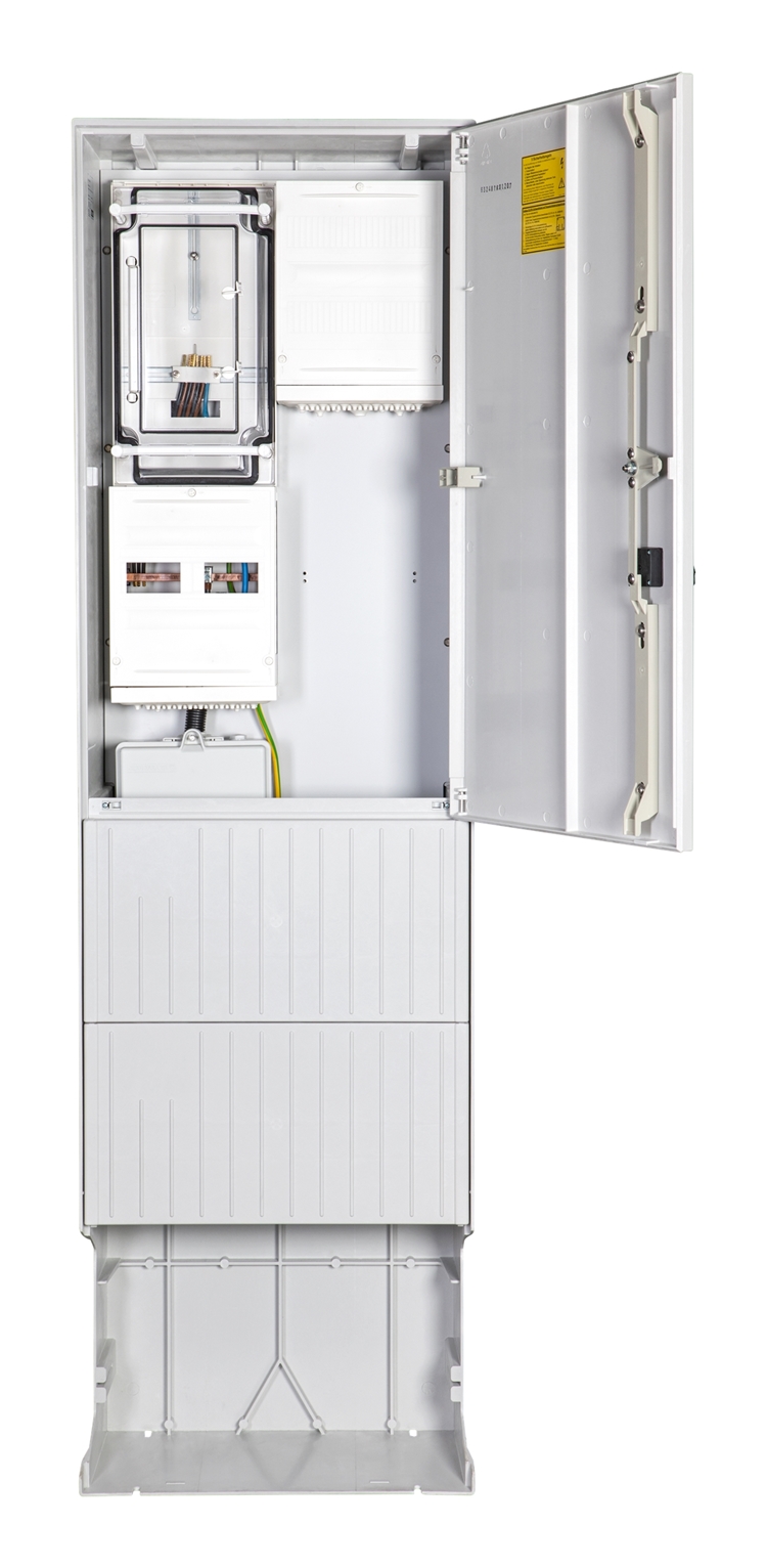 1St. F-Tronic ZSA202-2-2ZK-APZ-HAK Zähleranschlusssäule 2-feldrig, H=2010mm, 2-3.HZ, Haube m. Tür, ZSA202-2-2ZK-APZ-HAK-HT 7160156