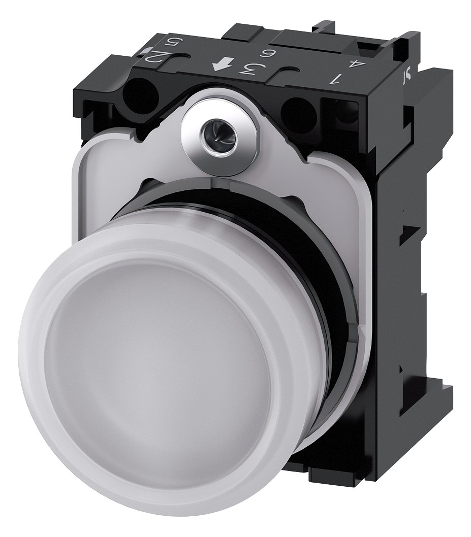 1St. Siemens 3SU1106-6AA60-1AA0 Leuchtmelder, 22mm, rund, Kunststoff, we