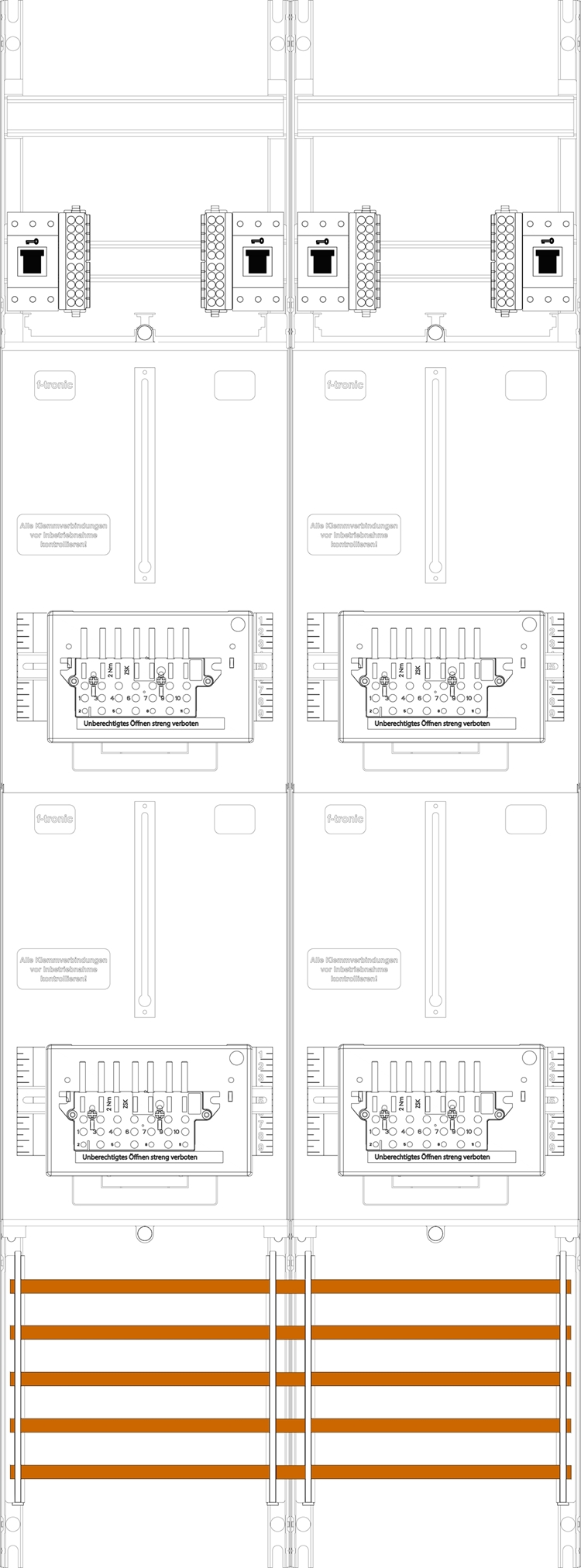 1St. F-Tronic Z216-HSS Zählerfeld Z216-HSS, 2-feldrig, H=1350mm, 4-3.HZ, 4 HSS 7143410