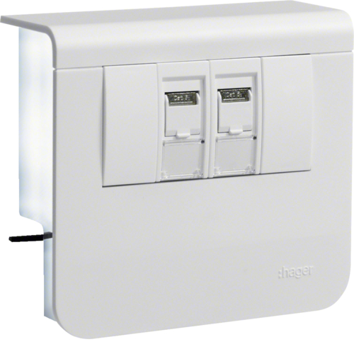 1St. Hager SL200559079016 Geräteträger Datenanschluss 2xCat.6A zu SL 20x55mm verkehrsweiß