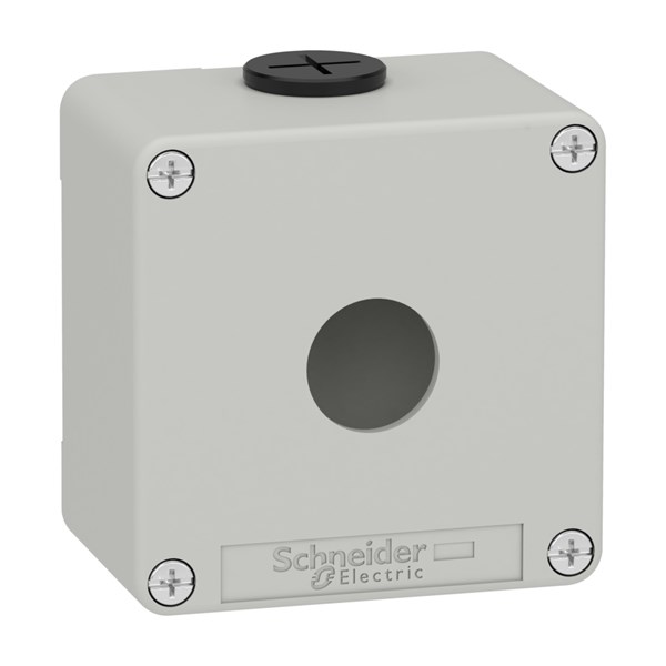 1St. Schneider Electric XAPD1201 Leergehäuse XAP, Metall, grau, für 1x22mm, 80x80x51,5, M20
