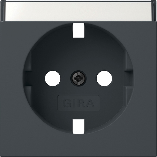 1St. Gira 494728 Abdeckung für Steckdose 16A 250V mit Beschriftungsfeld, Anthrazit
