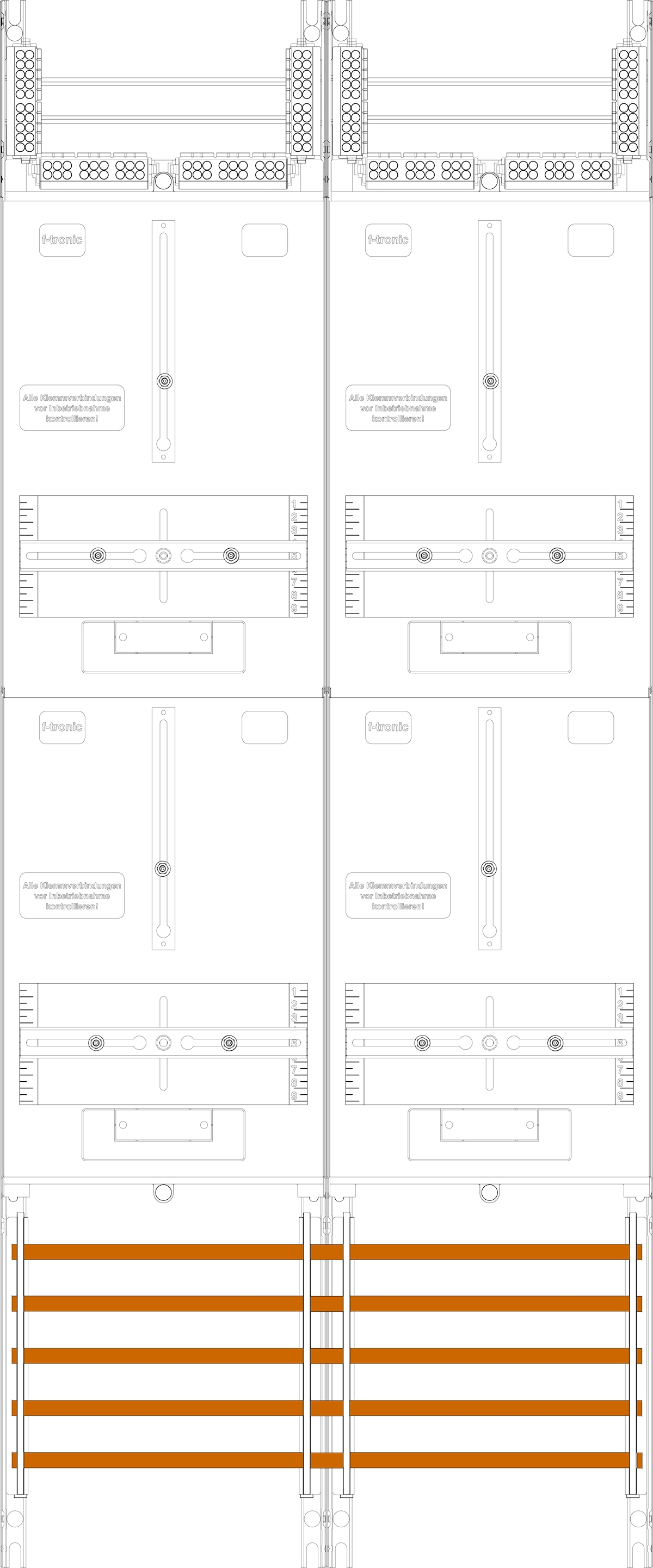 1St. F-Tronic Z215 Zählerfeld Z215, 2-feldrig, H=1200mm, 4-3.HZ 7142031