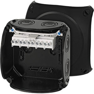 5St. Hensel KF 0606 B Kabelabzweigkasten 1,5-6 qmm 3ph., 10 qmm 1ph., 5pol., schwarz 62000056 KF0606B