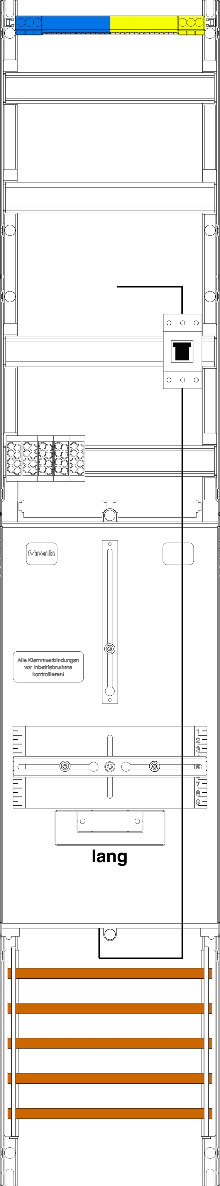 1St. F-Tronic VZ6L-PV Zählerfeld VZ6L-PV, 1-feldrig, H=1350mm, 1-3.HZ, Kaskade, 1 HSP, Vert. 2r 7143331