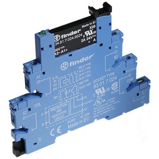 1St. Finder 388170249024 Koppelrelais mit Schraubanschlüssen, Eingang 24 V DC, Ausgang SSR 1 Schließer 6 A/24 V DC 38.81